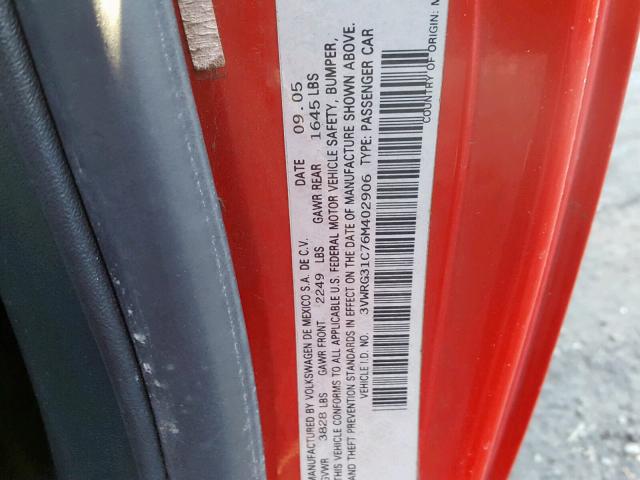 3VWRG31C76M402906 - 2006 VOLKSWAGEN NEW BEETLE Rot Foto 10