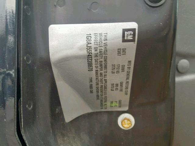 1G8AJ55F47Z208670 - 2007 SATURN ION LEVEL BLACK photo 10