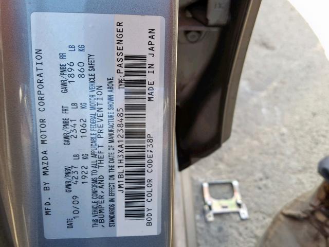 JM1BL1H3XA1238485 - 2010 MAZDA SPEED 3 银色 照片 10