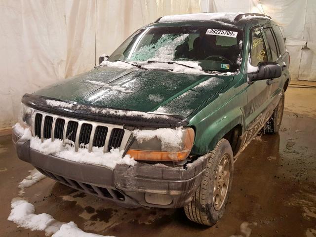 1J4GW48S1YC177347 - 2000 JEEP GRAND CHER GREEN photo 2