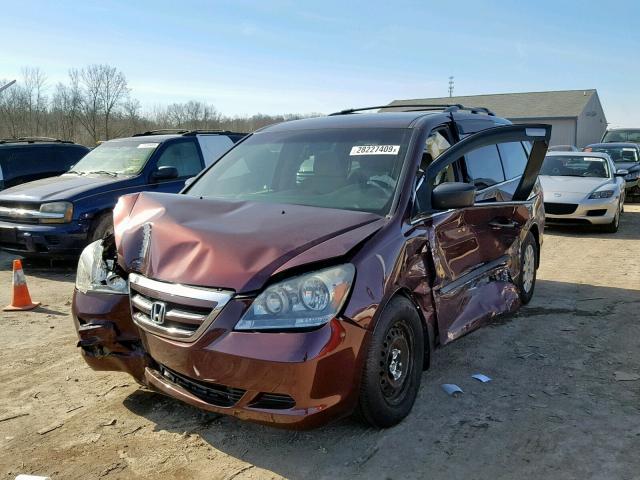 5FNRL38257B046845 - 2007 HONDA ODYSSEY LX MAROON photo 2