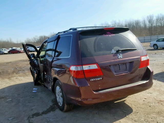 5FNRL38257B046845 - 2007 HONDA ODYSSEY LX MAROON photo 3