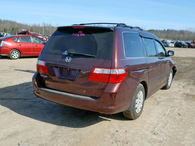 5FNRL38257B046845 - 2007 HONDA ODYSSEY LX MAROON photo 4