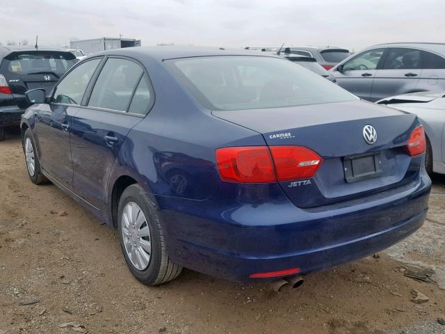 3VW2K7AJ1BM040605 - 2011 VOLKSWAGEN JETTA BASE BLUE photo 3