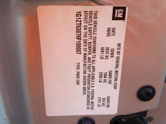 1G1ZT63876F109007 - 2006 CHEVROLET MALIBU MAX 银色 照片 10