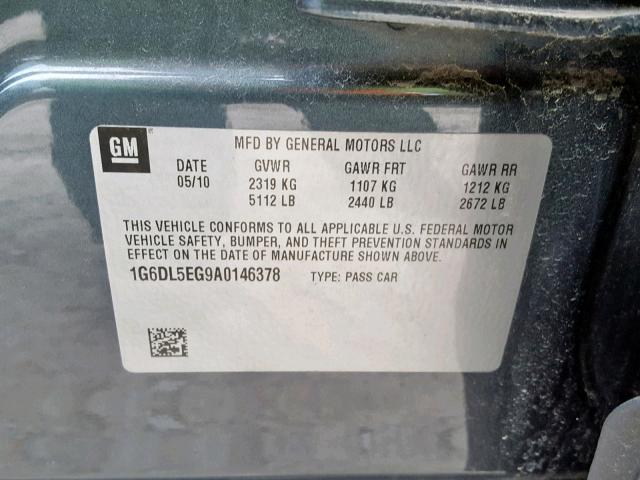 1G6DL5EG9A0146378 - 2010 CADILLAC CTS PERFOR GRAY photo 10