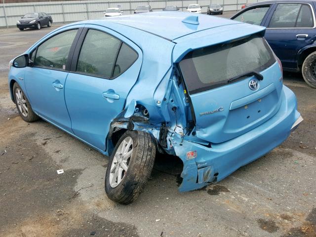 JTDKDTB39G1133267 - 2016 TOYOTA PRIUS C BLUE photo 3