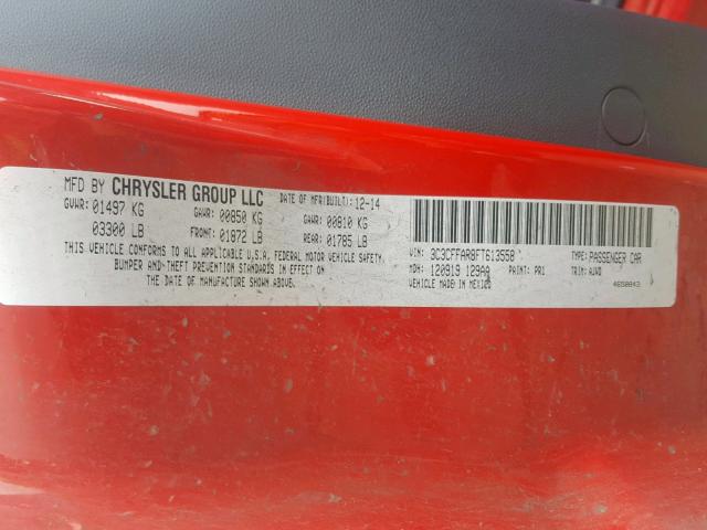3C3CFFAR8FT613558 - 2015 FIAT 500 POP RED photo 10