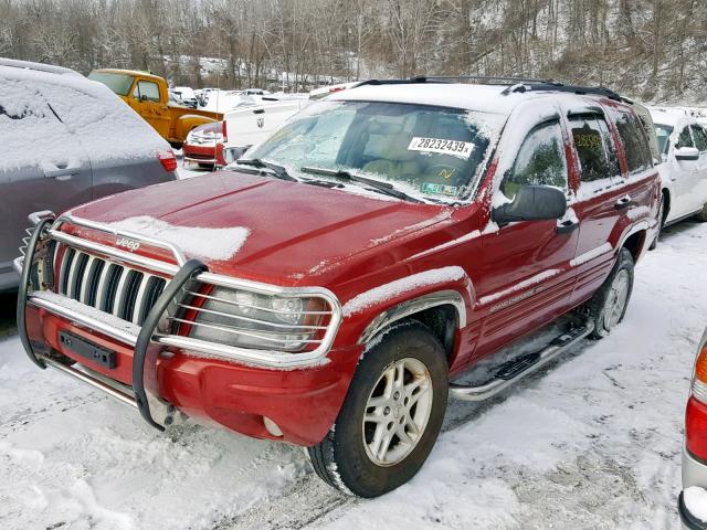 1J4GW48N34C260833 - 2004 JEEP GRAND CHER RED photo 2