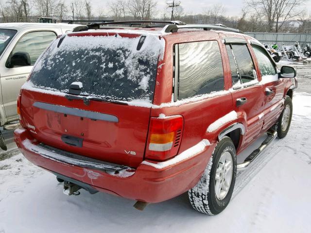 1J4GW48N34C260833 - 2004 JEEP GRAND CHER RED photo 4