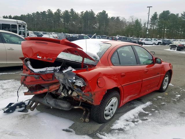 1G2NW52E31C258835 - 2001 PONTIAC GRAND AM G RED photo 4