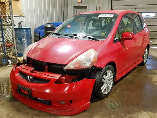 JHMGD38647S036509 - 2007 HONDA FIT S RED photo 2