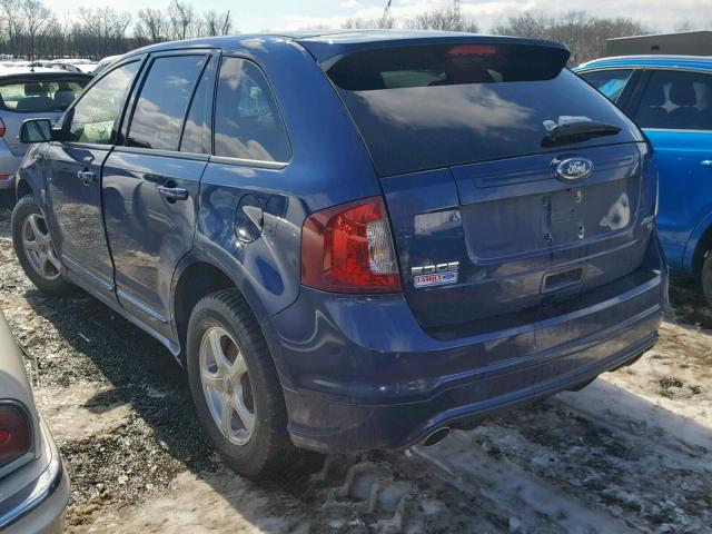 2FMDK4AK8CBA25231 - 2012 FORD EDGE SPORT BLUE photo 3