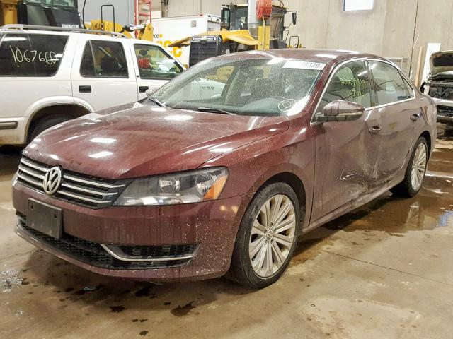 1VWBP7A37CC045250 - 2012 VOLKSWAGEN PASSAT SE MAROON photo 2