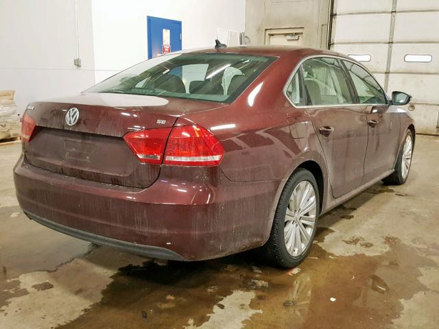 1VWBP7A37CC045250 - 2012 VOLKSWAGEN PASSAT SE MAROON photo 4