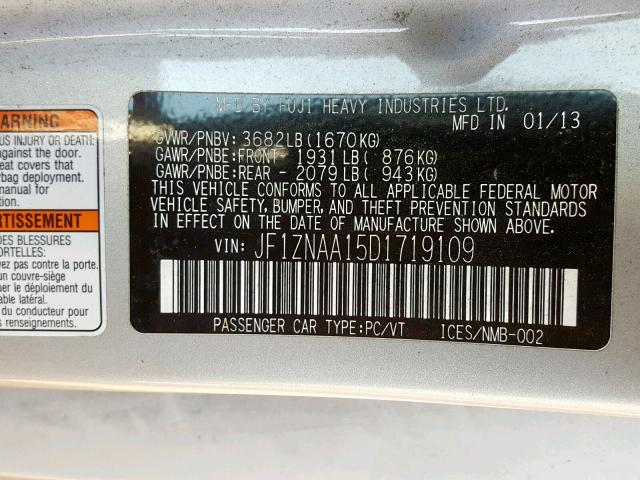 JF1ZNAA15D1719109 - 2013 TOYOTA SCION FR-S PURPLE photo 10