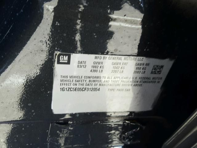 1G1ZC5E05CF312054 - 2012 CHEVROLET MALIBU 1LT WHITE photo 10