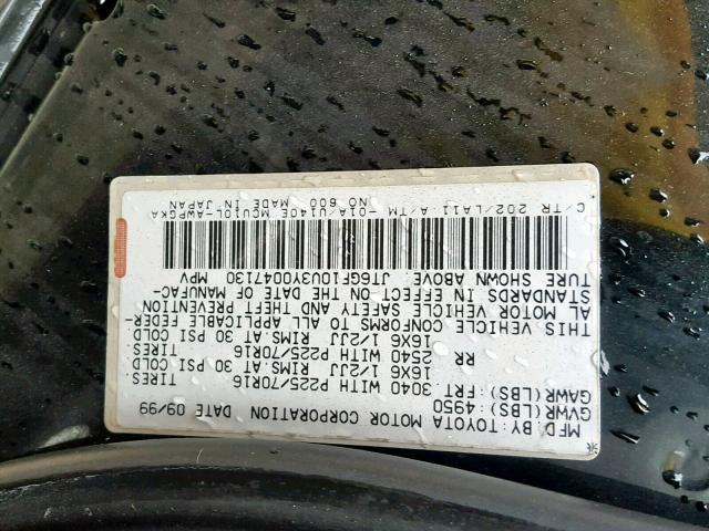 JT6GF10U3Y0047130 - 2000 LEXUS RX 300 BLACK photo 10