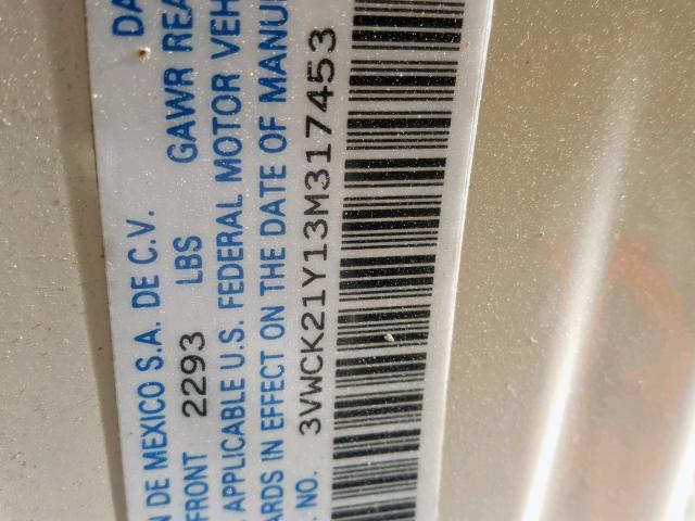 3VWCK21Y13M317453 - 2003 VOLKSWAGEN NEW BEETLE Krem foto 10