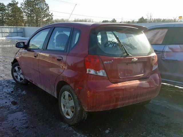 KL1TD66688B035795 - 2008 CHEVROLET AVEO BASE წითელი ფოტო 3