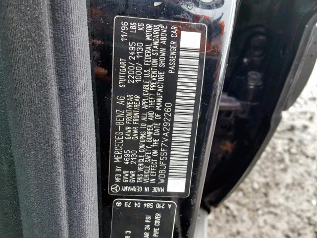 WDBJF55F7VA292260 - 1997 MERCEDES-BENZ E 320 BLACK photo 10