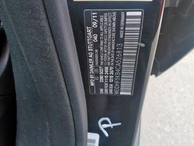 WDDHF5KB4CA526813 - 2012 MERCEDES-BENZ E 350 BLACK photo 10