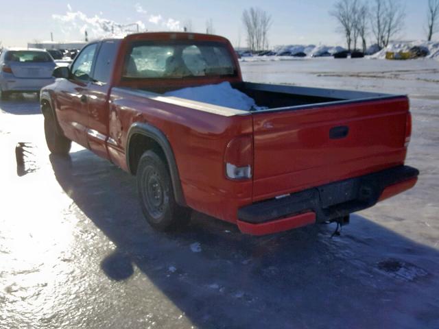 1B7GL32X12S636791 - 2002 DODGE DAKOTA SPO RED photo 3