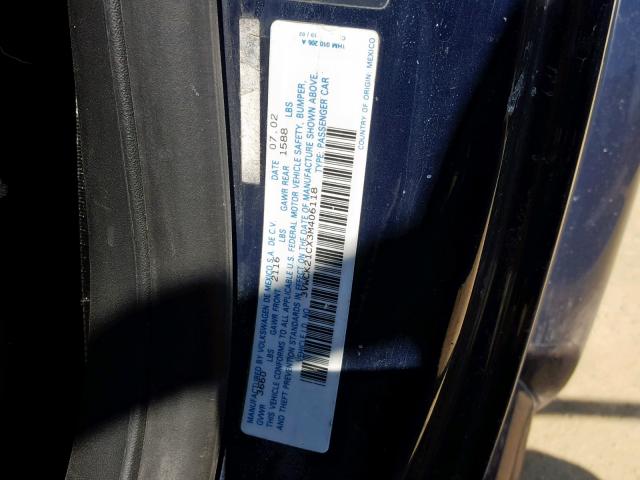 3VWCK21CX3M406118 - 2003 VOLKSWAGEN NEW BEETLE Blau Foto 10