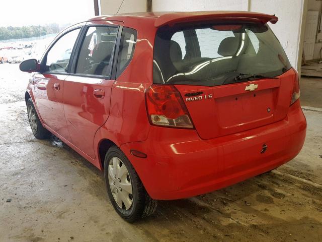 KL1TD62685B405161 - 2005 CHEVROLET AVEO BASE Қызыл фото 3