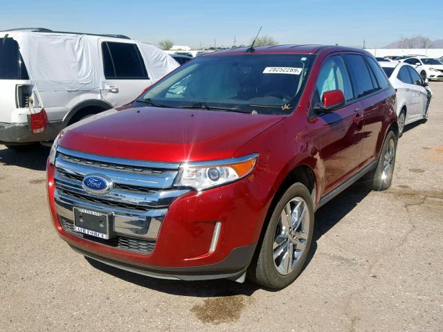 2FMDK3JC8DBC29130 - 2013 FORD EDGE SEL RED photo 2