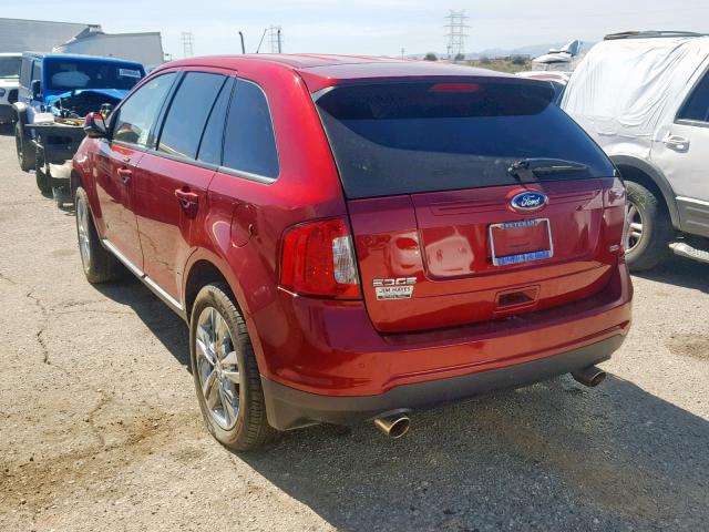 2FMDK3JC8DBC29130 - 2013 FORD EDGE SEL RED photo 3