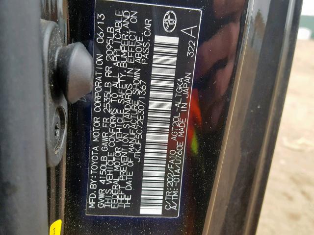 JTKJF5C72E3071367 - 2014 TOYOTA SCION TC BLACK photo 10