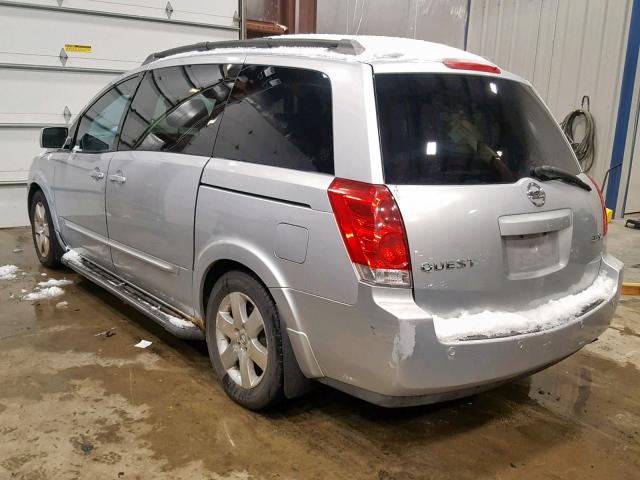 5N1BV28U74N308493 - 2004 NISSAN QUEST S SILVER photo 3