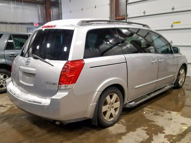 5N1BV28U74N308493 - 2004 NISSAN QUEST S SILVER photo 4