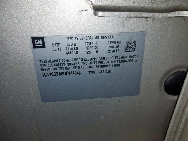 1G11C5SA8DF144843 - 2013 CHEVROLET MALIBU 1LT 棕色 照片 10