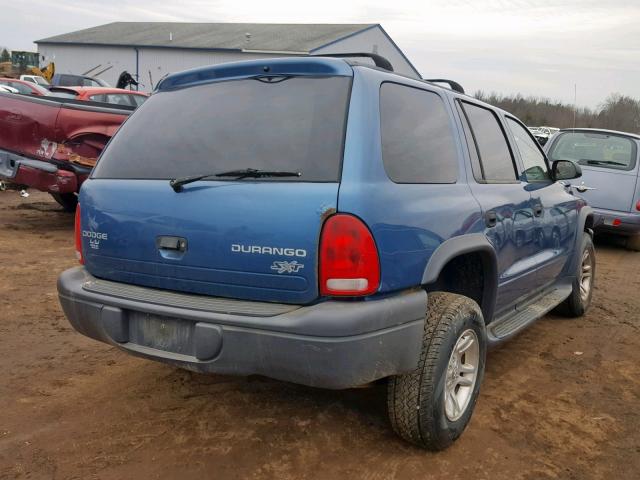 1D4HS38N63F526149 - 2003 DODGE DURANGO SP BLUE photo 4