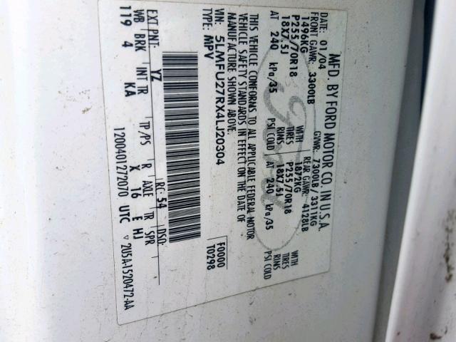 5LMFU27RX4LJ20304 - 2004 LINCOLN NAVIGATOR Ağ foto 10