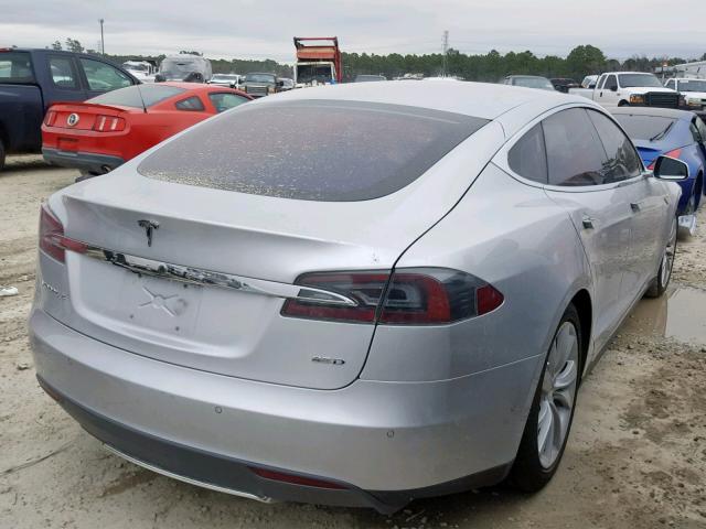 5YJSA1H24FFP69774 - 2015 TESLA MODEL S 85 SILVER photo 4