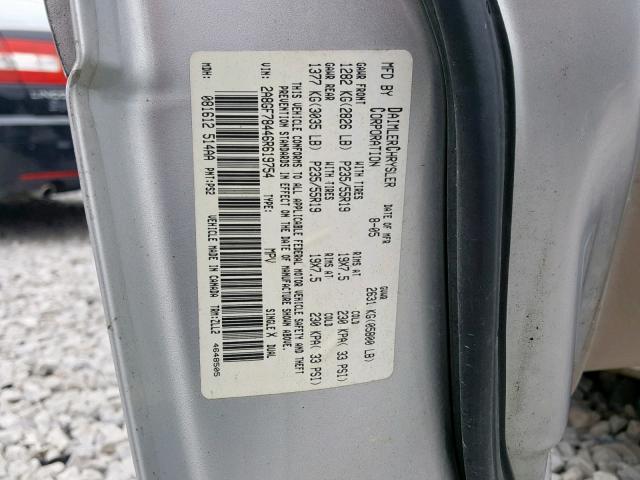 2A8GF78446R619754 - 2006 CHRYSLER PACIFICA L SILVER photo 10