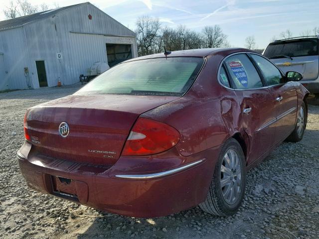 2G4WD582781162348 - 2008 BUICK LACROSSE C RED photo 4