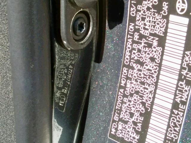 JTKDE3B76A0316558 - 2010 TOYOTA SCION TC GRAY photo 10