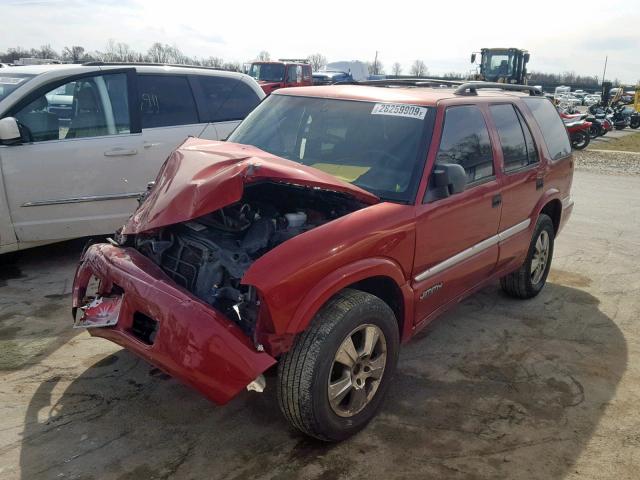 1GKDT13W6X2527607 - 1999 GMC ENVOY MAROON photo 2