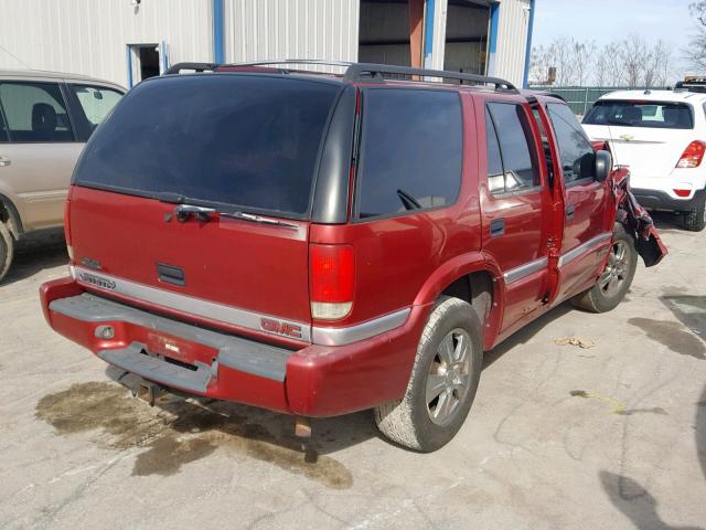 1GKDT13W6X2527607 - 1999 GMC ENVOY MAROON photo 4