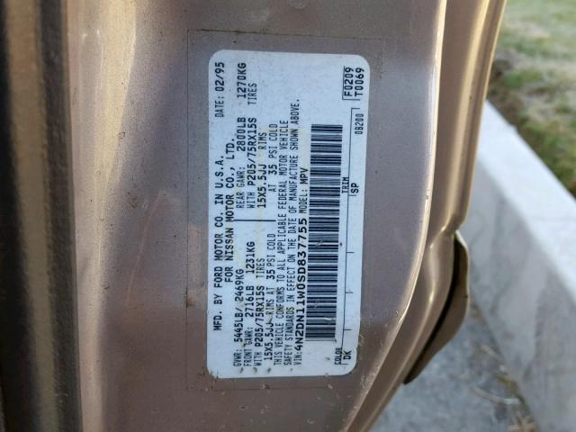 4N2DN11W0SD837755 - 1995 NISSAN QUEST XE TAN photo 10