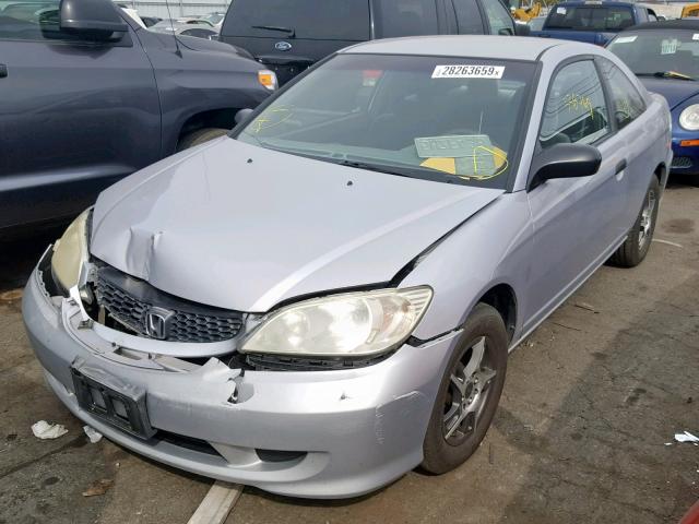 1HGEM22164L065873 - 2004 HONDA CIVIC DX V SILVER photo 2