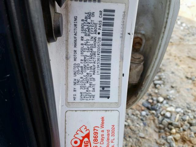 1Y1SK5361RZ005728 - 1994 GEO PRIZM BASE თეთრი ფოტო 10