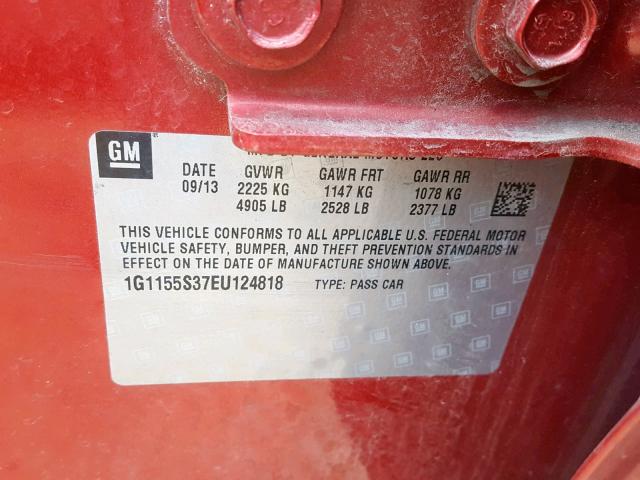 1G1155S37EU124818 - 2014 CHEVROLET IMPALA LTZ RED photo 10