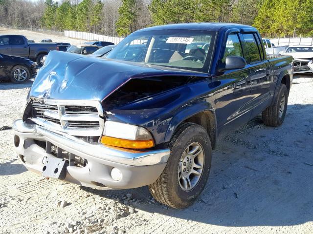 1D7HL48XX3S295867 - 2003 DODGE DAKOTA QUA BLUE photo 2