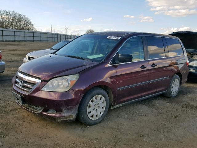 5FNRL38227B143002 - 2007 HONDA ODYSSEY LX BURGUNDY photo 2