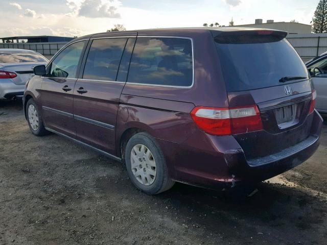 5FNRL38227B143002 - 2007 HONDA ODYSSEY LX BURGUNDY photo 3